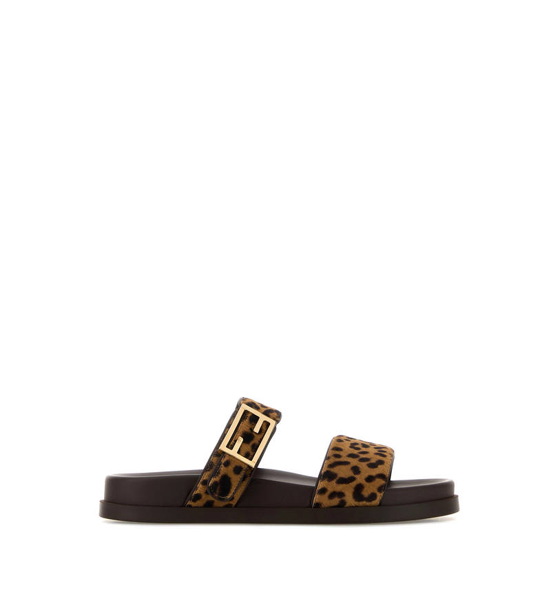Printed Calf Hair Fendi Feel Slippers